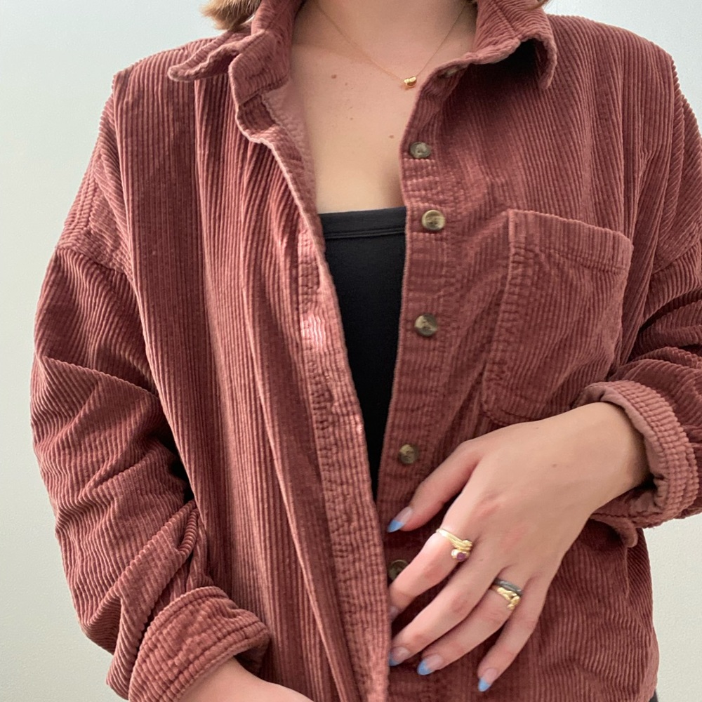 American Eagle Outfitters Mauve Corduroy Cropped Shacket